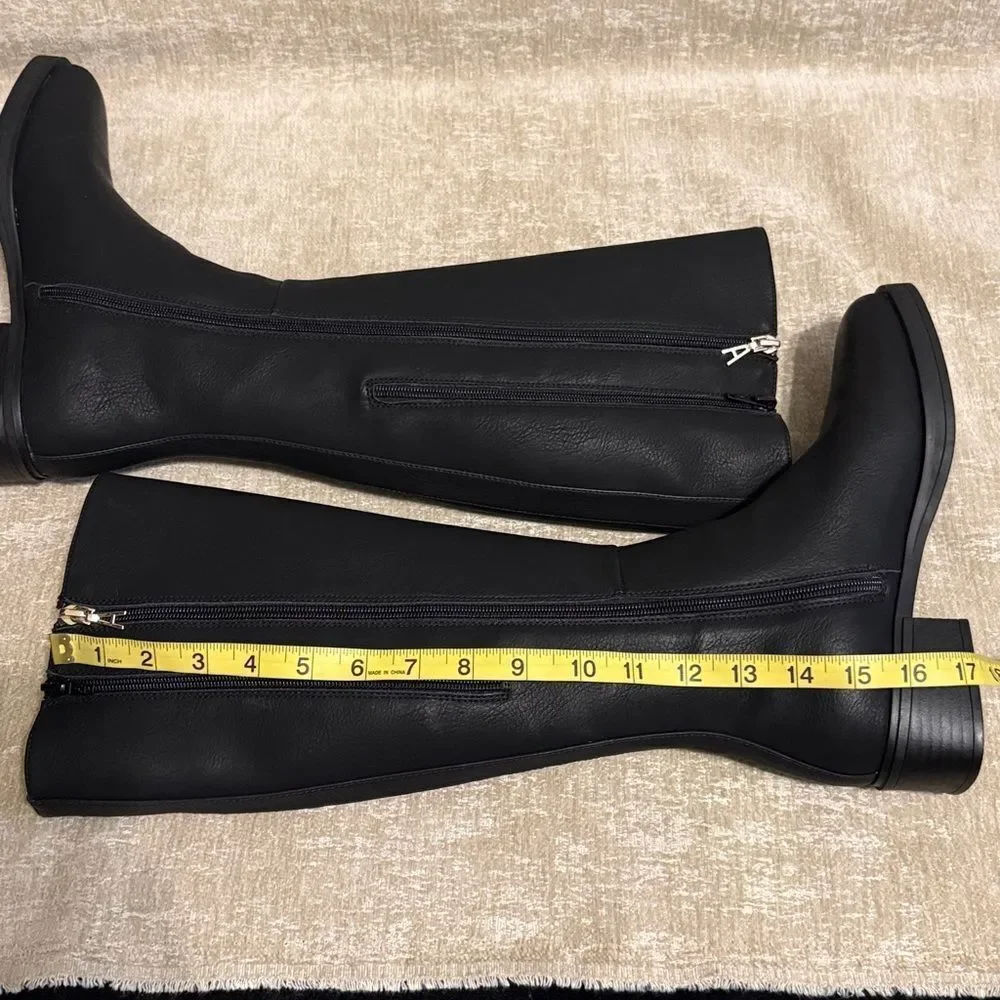 AEROSOLES Black Leather Over the Knee Boots